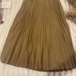 J. Crew Gold A-Line Pleated Skirt